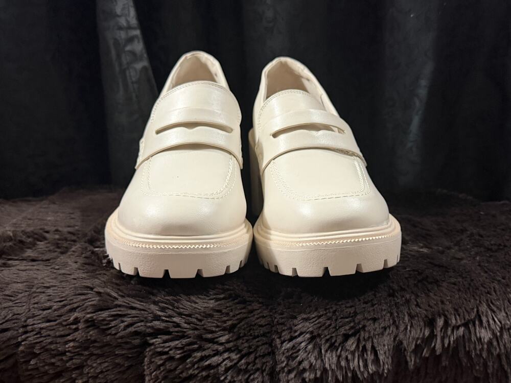 Lane Bryant Chunky Platform Loafers Cream 8.5wide